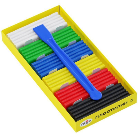 Пластилин классический Гамма Юный художник 6 цветов 84 г со стеком Пластилин классический Гамма Юный художник 6 цветов 84 г со стеком