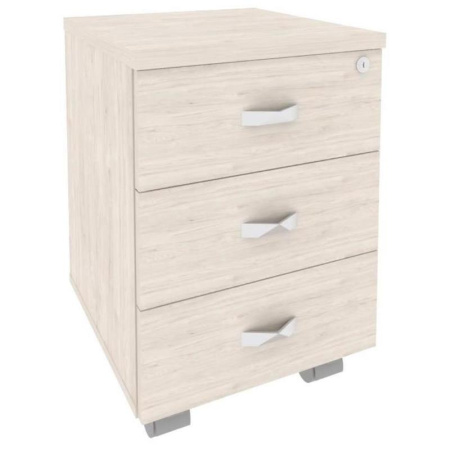 Тумба подкатная Onix O.ТМ-3 с центральным замком (денвер светлый, 432х460х611 мм, 3 ящика)