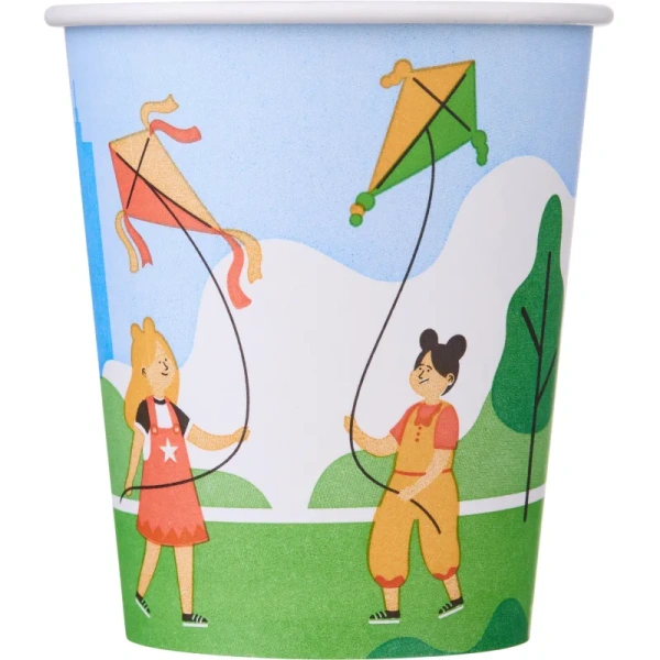Стакан одноразовый бумажный Комус Активный отдых 270/250 мл (50 штук в  упаковке)