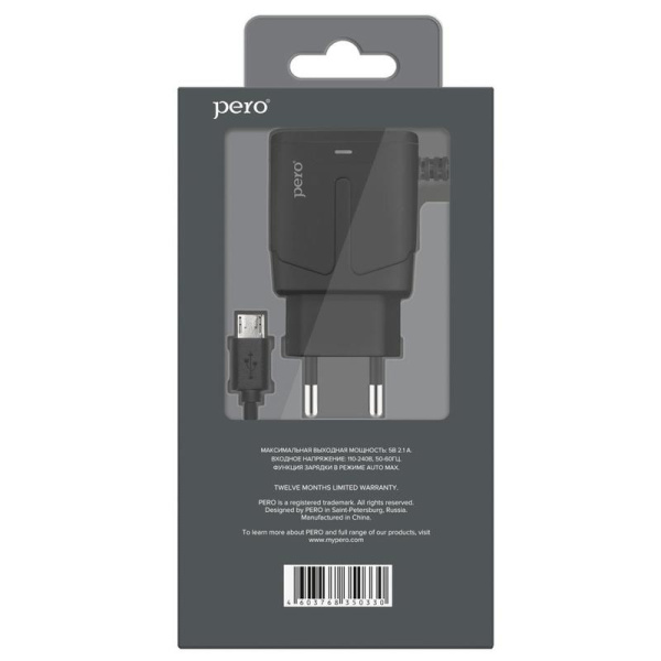 Зарядное устройство Pero TC04 USB - MicroUSB 10.5 Вт (4603768350330)