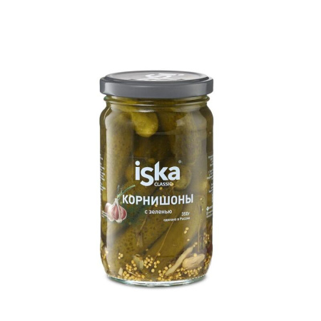 Огурцы ISKA корнишоны с зеленью 350 г