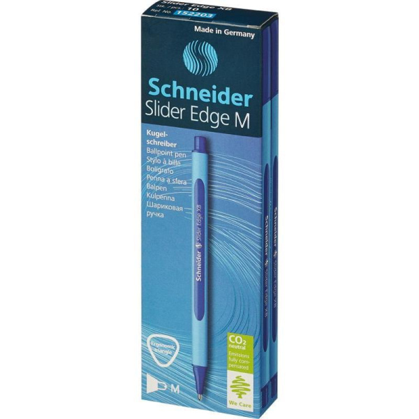 Ручка шариковая неавтоматическая масляная Schneider Slider Edge M синяя (толщина линии 0.5 мм)