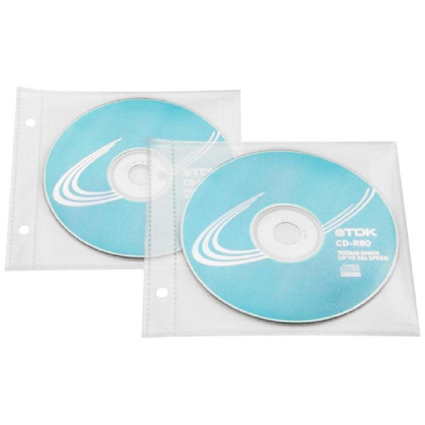 Файл-вкладыш для CD Комус А6 100мкм прозрачный рифленый 20 штук в  упаковке