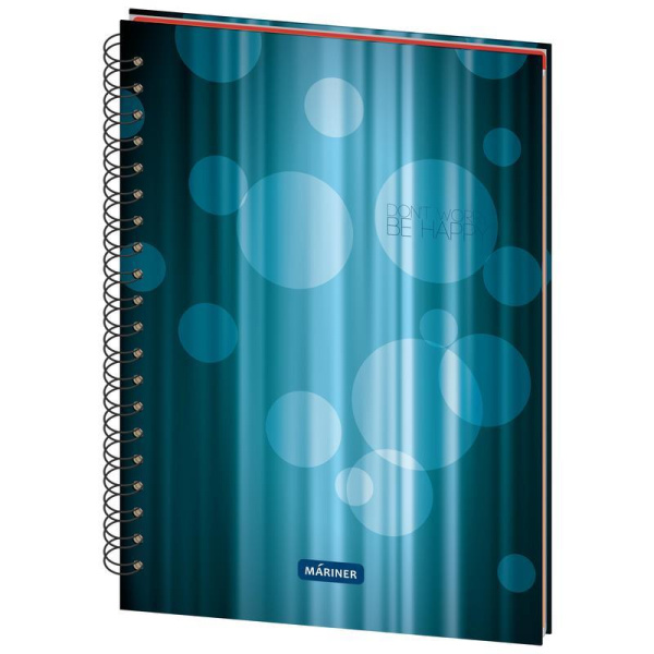 Бизнес-тетрадь Mariner Be Happy А4 120 листов синяя в клетку 3  разделителя на спирали (200х274 мм)