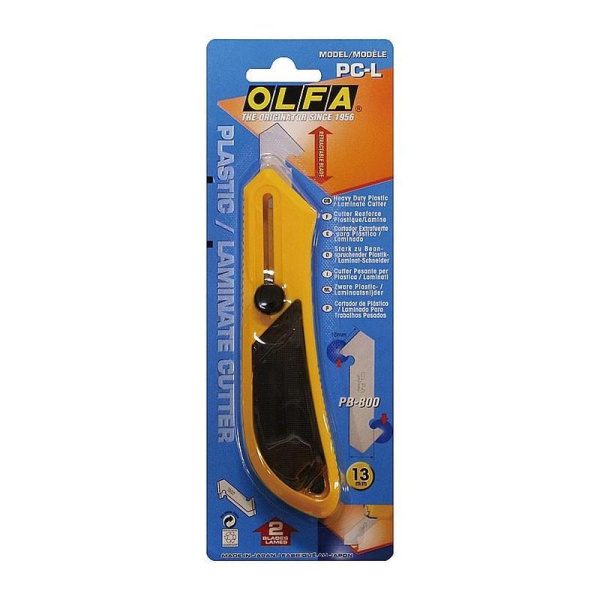 Нож строительный Olfa OL-PC-L для пластика усиленный с лезвиями в комплекте (ширина лезвия 13 мм, 3 штуки в комплекте)
