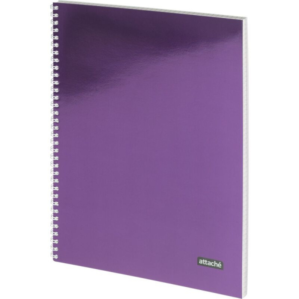 Тетрадь общая Attache А4 96 листов в клетку на гребене (обложка  фиолетовая, тиснение фольгой, 25 штук в упаковке)