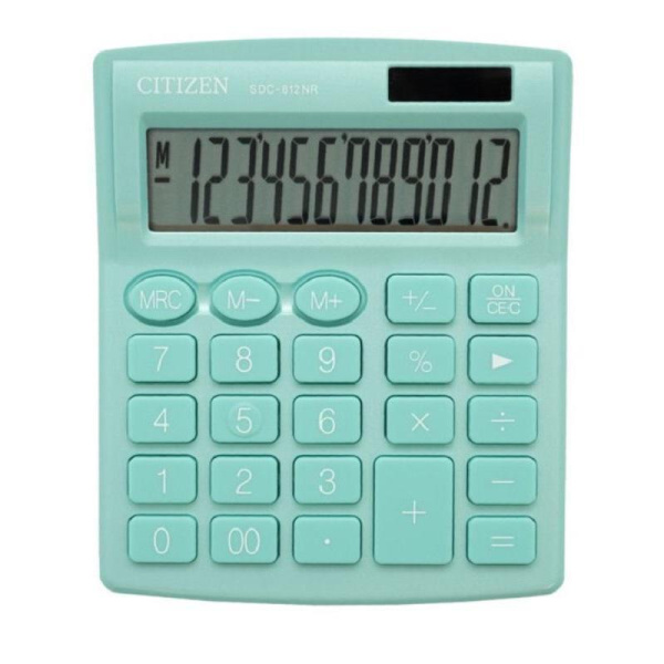 Калькулятор настольный компактный Citizen SDC812NRGNE 12-разрядный зеленый