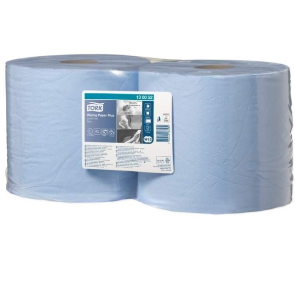 Протирочная бумага в рулонах Tork W1/W2 2-слойная (голубая, 2 рулона по 255 метров)