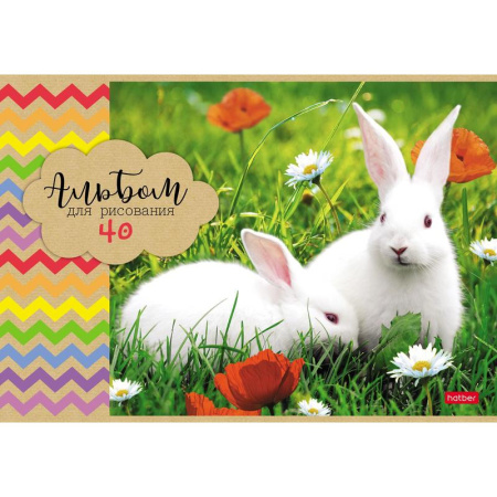 Альбом для рисования Hatber Бархатные ушки А4 40 листов (обложка в  ассортименте)