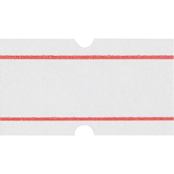 Этикет-лента прямоугольная белая с красной полосой 21.5х12 мм эконом (10 рулонов по 1000 этикеток)