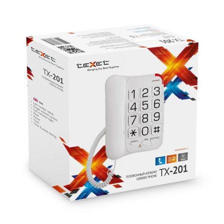 Телефон проводной TeXet TX-201 белый