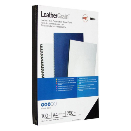 Обложки для переплета картонные GBC А4 кожа черные Обложки для переплета картонные GBC А4 кожа черные