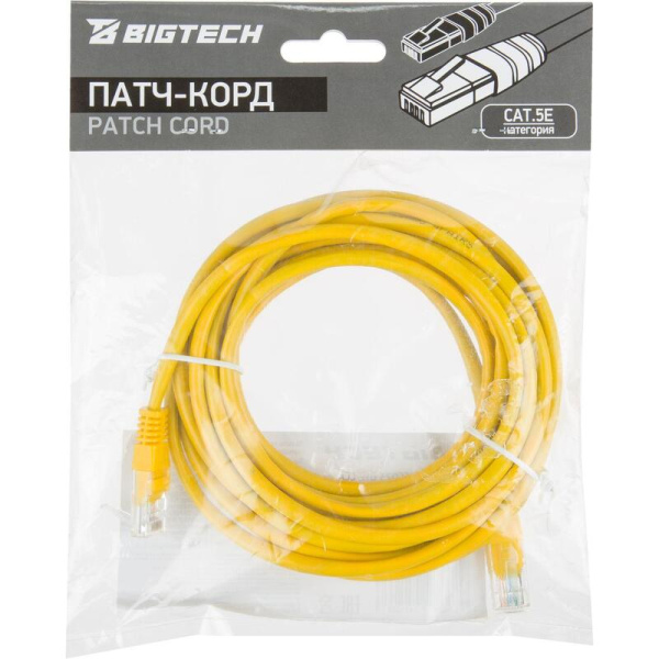 Патч-корд витая пара BigTech OPCC023 UTP CCA cat 5e 5 м