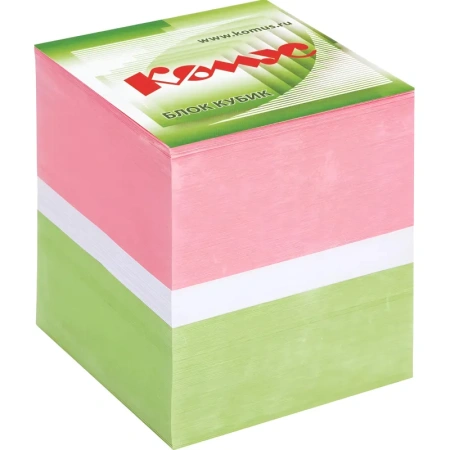 Блок для записей Комус 90x90x90 мм разноцветный проклеенный (плотность   80 г/кв.м)