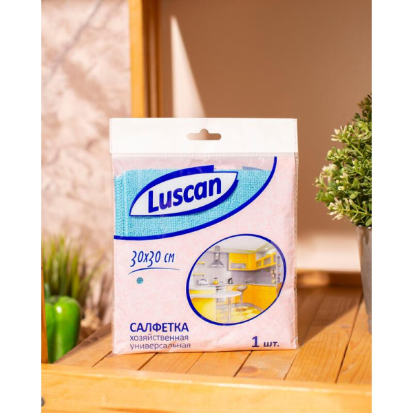 Салфетка хозяйственная Luscan микрофибра 30х30 см 200 г/кв.м синяя