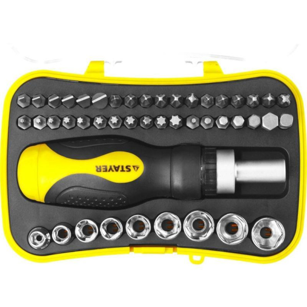 Отвертка реверсивная Stayer  с насадками (25084-H46)