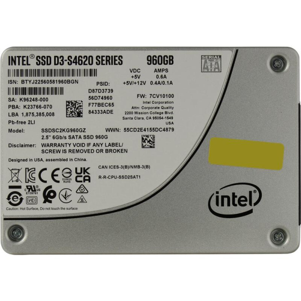SSD накопитель Intel DC D3-S4620 960 ГБ (SSDSC2KG960GZ01)