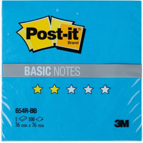Стикеры клейкие Post-it Basic голубые 76х76 мм 100 л