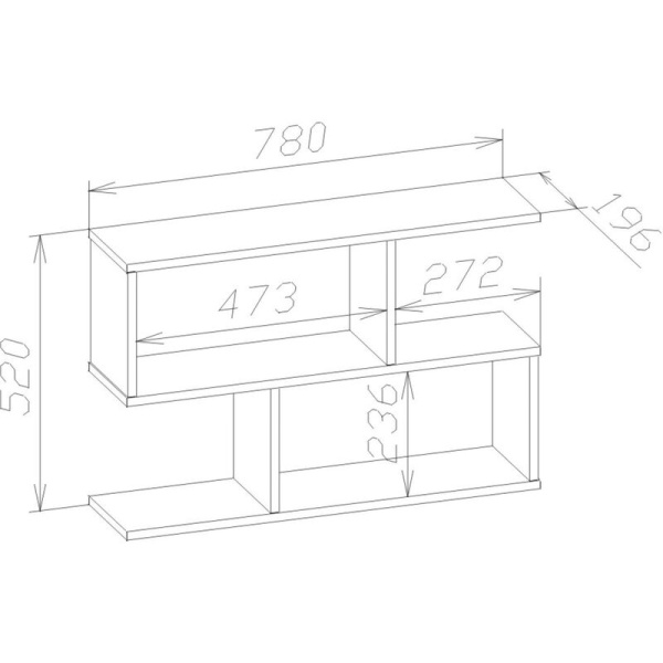 Книжная полка Сокол ПК-2 (дуб делано, 780х196х520 мм)