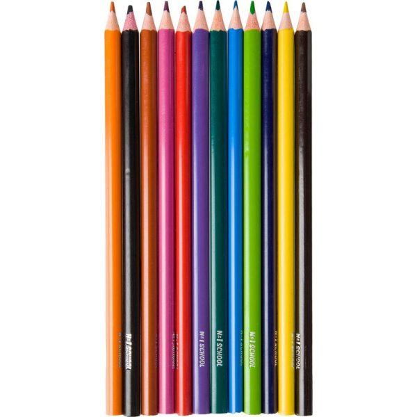 Карандаши цветные №1 School Отличник 12 цветов трехгранные (дизайн  универсальный)