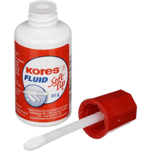 Корректирующая жидкость (штрих) Kores Fluid Soft Tip быстросохнущая 25 г