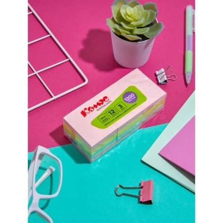 Стикеры Комус 38x51 мм неоновые 3 цвета (12 блоков по 100 листов)