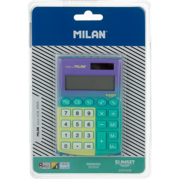 Калькулятор карманный Milan Sunset 8-разрядный зеленый/желтый