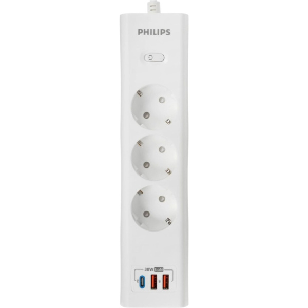 Сетевой фильтр Philips CHP8236WB/51 на 3 розетки 3 метра + 2 USB
