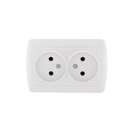 Розетка двухместная Lezard Demet без заземления наружной установки белая (711-0200-128)