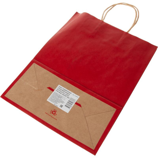 Пакет подарочный из крафт-бумаги красный (33х26х12 см)