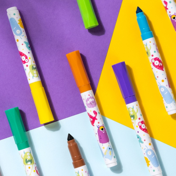 Фломастеры Deli Super Washable Marker 24 цвета с вентилируемыми  колпачками смываемые