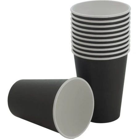 Стакан одноразовый бумажный 300 мл черный 50 штук в упаковке Комус Эконом