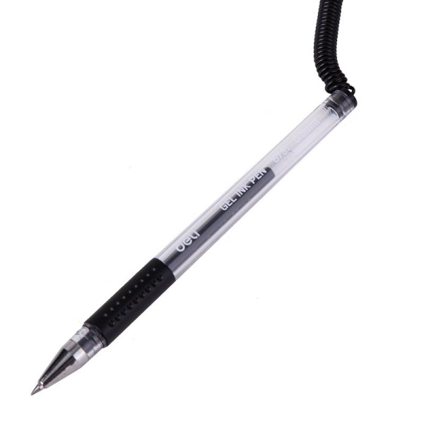 Ручка гелевая на липучке для стола Deli черная (толщина линии 0.5 мм)