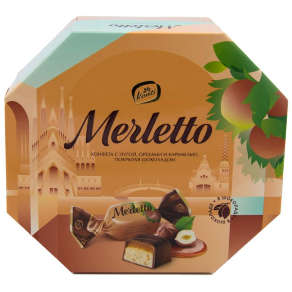 Конфеты шоколадные Merletto с орехами 150 г