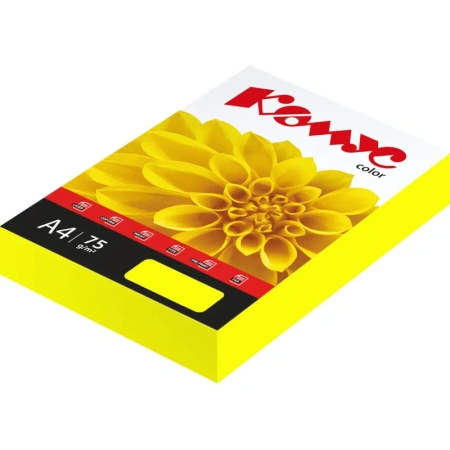 Бумага цветная для печати Комус Color желтая неон (А4, 75 г/кв.м, 500   листов)