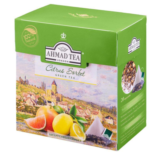 Чай Ahmad Tea Citrus Sorbet зеленый цитрусовый 20 пакетиков