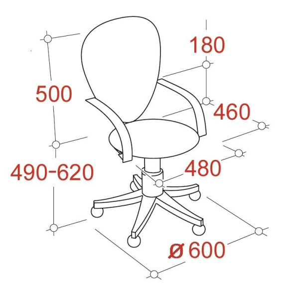 Кресло офисное Easy Chair 222 черное (ткань, металл)