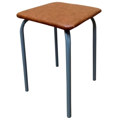 Табурет квадратный Strong коричневый (искусственная кожа, металл)