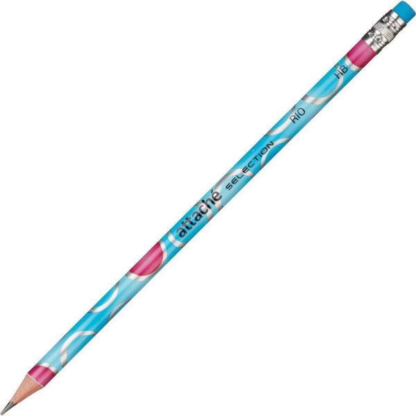 Набор чернографитных карандашей Attache Selection Rio HB заточенный с ластиком (6 штук в упаковке)