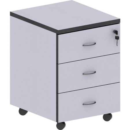 Тумба подкатная Агат с замком (серый, 400x450x560 мм, 3 ящика)