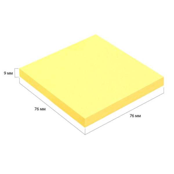 Стикеры Hopax Stick'n 76x76 мм неоновые желтые (1 блок, 100 листов)