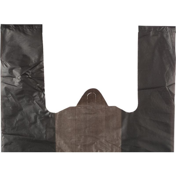 Пакет-майка ПНД 28 мкм черный (30+18x56 см, 100 штук в упаковке)