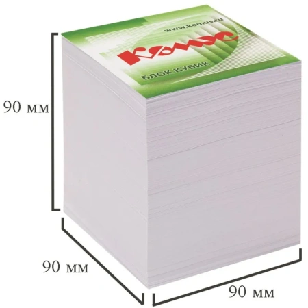 Блок для записей Комус 90x90x90 мм белый проклеенный (плотность 100  г/кв.м)
