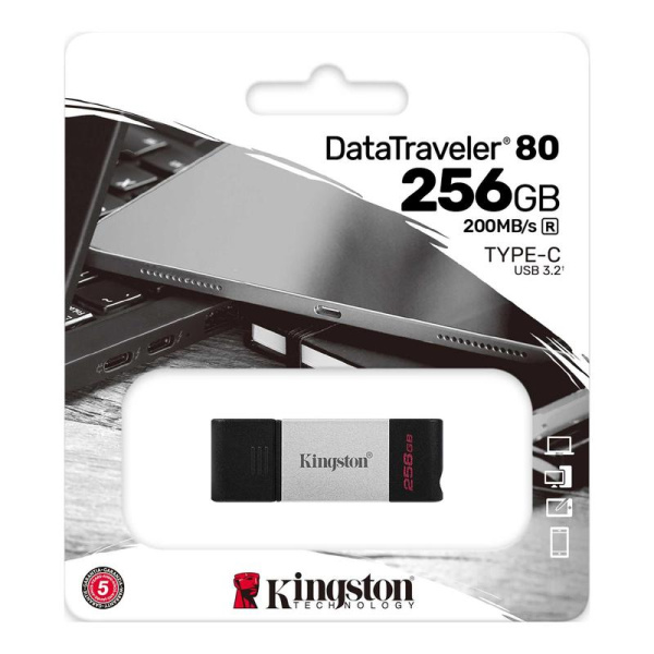 Флеш-память USB 3.2 Gen1 256 Гб Kingston DataTraveler 80  (DT80/256GB)