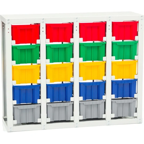 Стеллаж металлический с направляющими Стелла-техник (840х1050х345 мм, 20     ячеек)