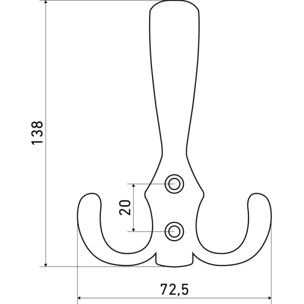 Вешалка настенная Стандарт 306 А CP хром (72,5х 138 мм, 3 крючка)