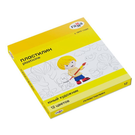 Пластилин классический Гамма Юный художник 12 цветов 168 г со стеком