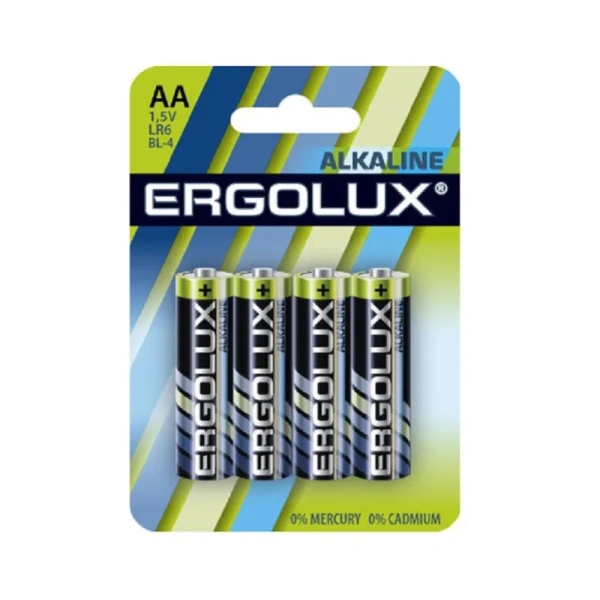 Батарейки Ergolux Alkaline пальчиковые АА LR6 (4 штуки в упаковке)