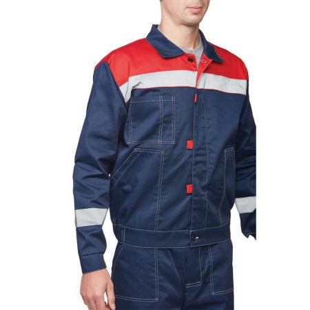 Костюм рабочий летний мужской л20-КБР с СОП синий/красный (размер 60-62, рост 182-188)