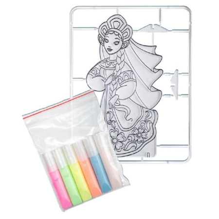 Витражные краски Луч Русская красавица 6 цветов (с трафаретом)